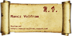 Mancz Volfram névjegykártya